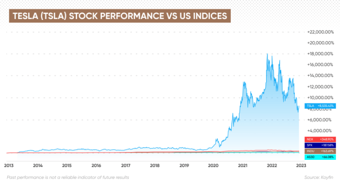 Tesla stock price in usd